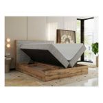 Łóżko kontynentalne WOOD CLASSIC 200x200 - H4 - beżowy, struktura