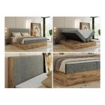 Łóżko kontynentalne WOOD CLASSIC 140x200 - H3 - szary, struktura