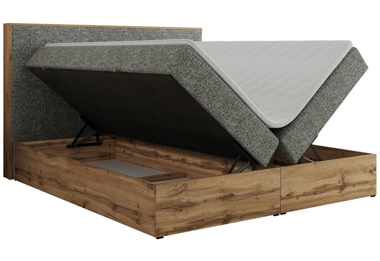 Łóżko kontynentalne WOOD CLASSIC 160x200 - H3 - szary, struktura