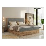 Łóżko kontynentalne WOOD CLASSIC 180x200 - H3 - szary, struktura
