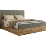 Łóżko kontynentalne WOOD CLASSIC 200x200 - H3 - szary, struktura