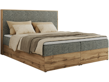 Łóżko kontynentalne WOOD CLASSIC 200x200 - H4 - szary, struktura