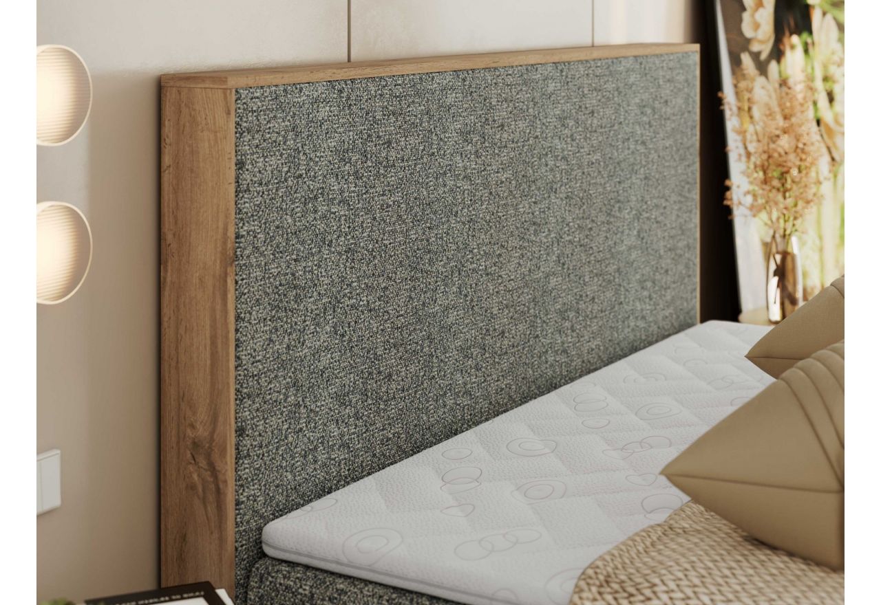 Łóżko kontynentalne WOOD CLASSIC 200x200 - H4 - szary, struktura