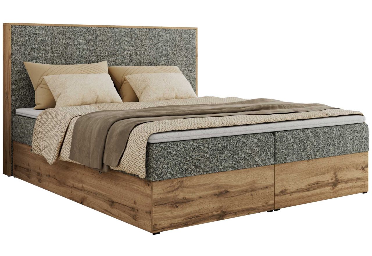 Łóżko kontynentalne WOOD CLASSIC 200x200 - H4 - szary, struktura