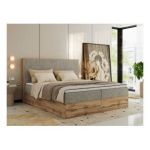 Łóżko kontynentalne WOOD CLASSIC 180x200 - H3 - ciemnobeżowy, struktura