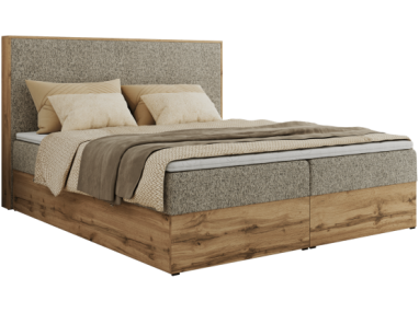 Łóżko kontynentalne WOOD CLASSIC 180x200 - H3 - ciemnobeżowy, struktura