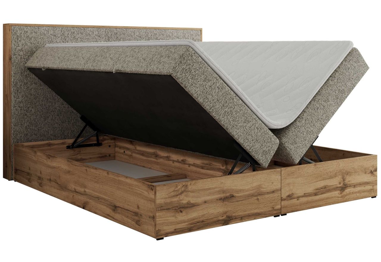 Łóżko kontynentalne WOOD CLASSIC 140x200 - H4 - ciemnobeżowy, struktura