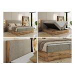 Łóżko kontynentalne WOOD CLASSIC 180x200 - H4 - ciemnobeżowy, struktura