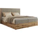 Łóżko kontynentalne WOOD CLASSIC 200x200 - H4 - ciemnobeżowy, struktura