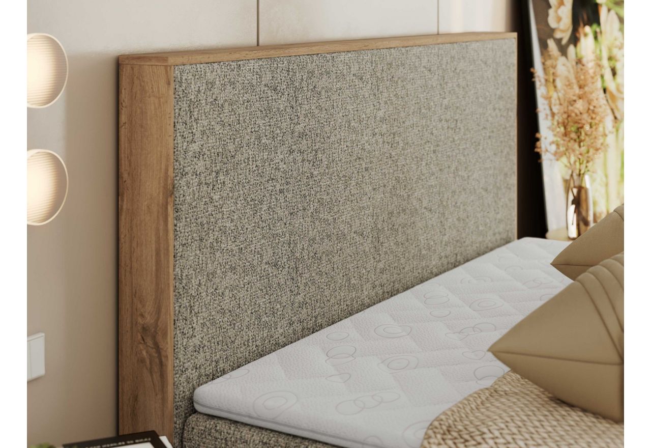 Łóżko kontynentalne WOOD CLASSIC 200x200 - H4 - ciemnobeżowy, struktura