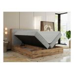 Łóżko kontynentalne WOOD CLASSIC 140x200 - H3 - jasnoszary, struktura