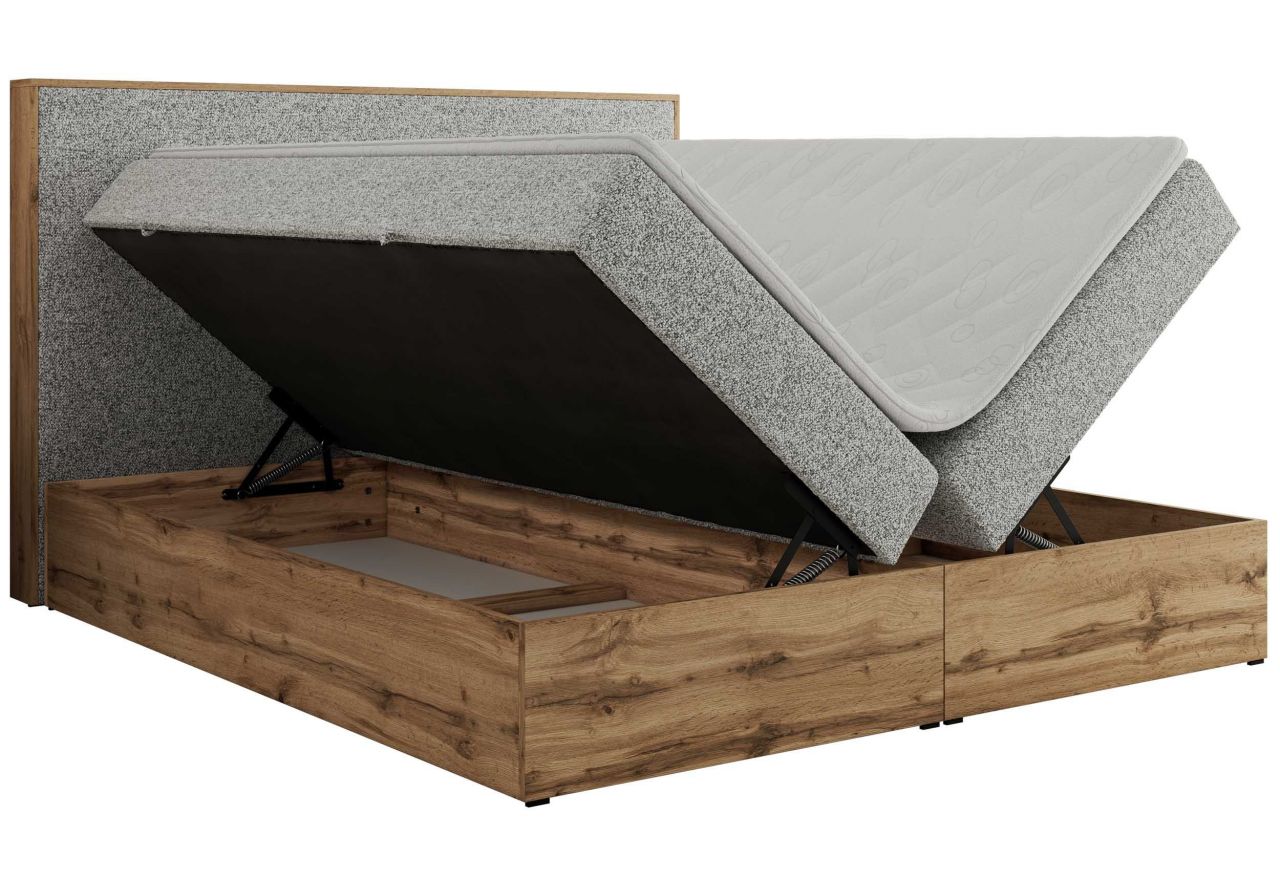 Łóżko kontynentalne WOOD CLASSIC 160x200 - H3 - jasnoszary, struktura