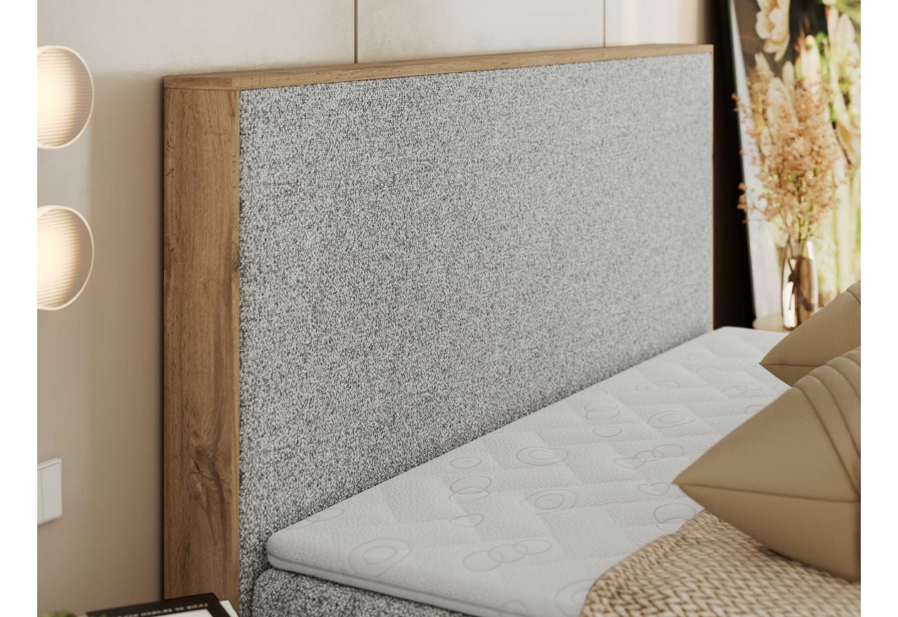 Łóżko kontynentalne WOOD CLASSIC 180x200 - H4 - jasnoszary, struktura