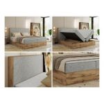 Łóżko kontynentalne WOOD CLASSIC 180x200 - H4 - jasnoszary, struktura