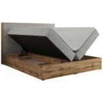 Łóżko kontynentalne WOOD CLASSIC 200x200 - H4 - jasnoszary, struktura
