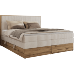 Łóżko kontynentalne WOOD CLASSIC KING 140x200 - H3 - beżowy, sztruks
