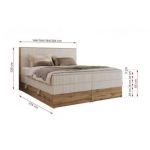 Łóżko kontynentalne WOOD CLASSIC KING 160x200 - H3 - beżowy, sztruks