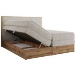 Łóżko kontynentalne WOOD CLASSIC KING 180x200 - H3 - beżowy, sztruks