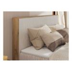 Łóżko kontynentalne WOOD CLASSIC KING 180x200 - H4 - beżowy, sztruks