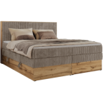 Łóżko kontynentalne WOOD CLASSIC KING 200x200 - H3 - jasnobrązowy, sztruks