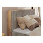 Łóżko kontynentalne WOOD CLASSIC KING 160x200 - H4 - jasnobrązowy, sztruks