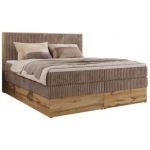 Łóżko kontynentalne WOOD CLASSIC KING 200x200 - H3 - brązowy, sztruks