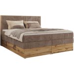 Łóżko kontynentalne WOOD CLASSIC KING 160x200 - H4 - brązowy, sztruks