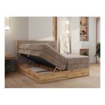 Łóżko kontynentalne WOOD CLASSIC KING 180x200 - H4 - brązowy, sztruks