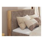 Łóżko kontynentalne WOOD CLASSIC KING 200x200 - H4 - brązowy, sztruks