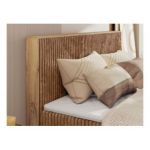 Łóżko kontynentalne WOOD CLASSIC KING 160x200 - H3 - pomarańczowy, sztruks