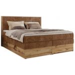 Łóżko kontynentalne WOOD CLASSIC KING 160x200 - H3 - pomarańczowy, sztruks