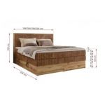 Łóżko kontynentalne WOOD CLASSIC KING 200x200 - H3 - pomarańczowy, sztruks