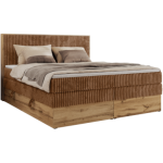 Łóżko kontynentalne WOOD CLASSIC KING 180x200 - H4 - pomarańczowy, sztruks