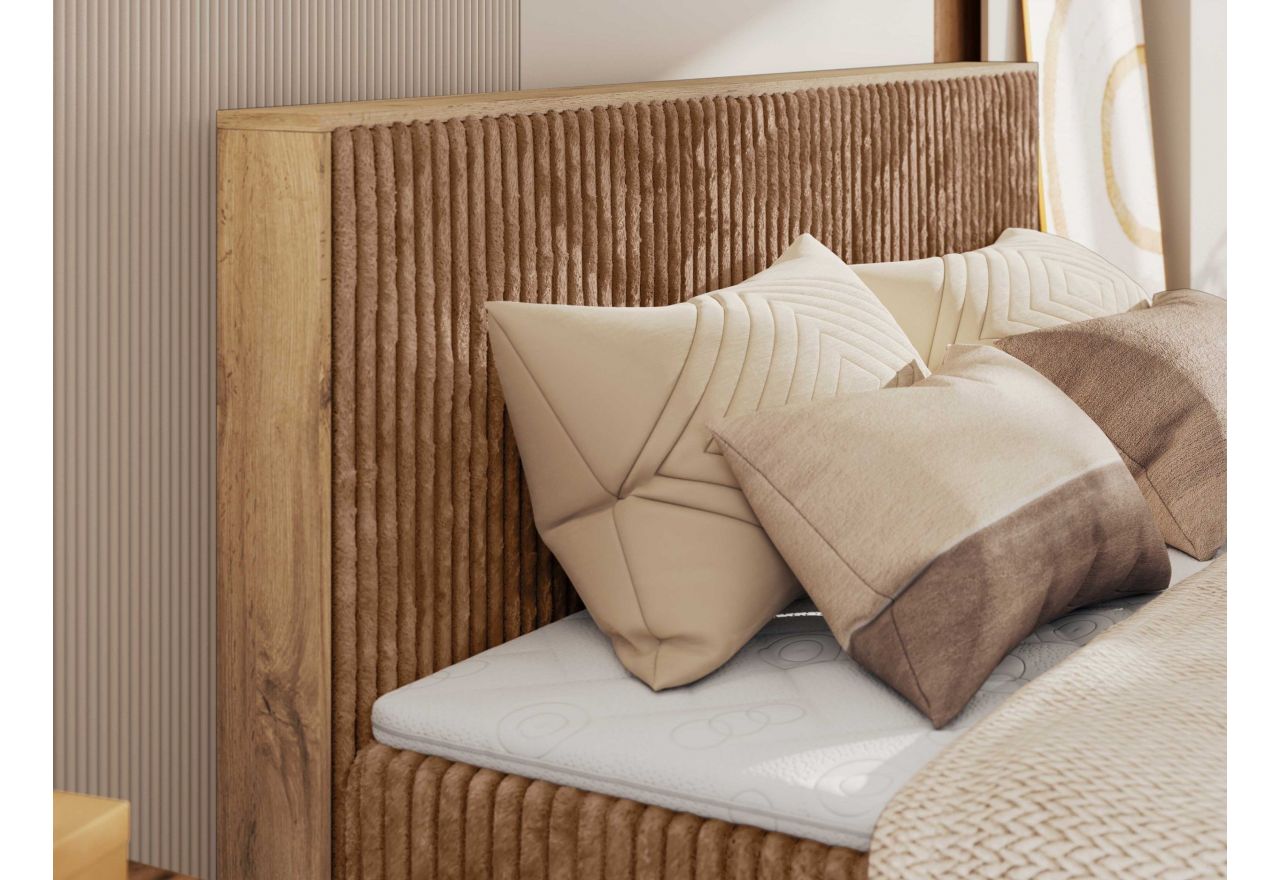 Łóżko kontynentalne WOOD CLASSIC KING 180x200 - H4 - pomarańczowy, sztruks