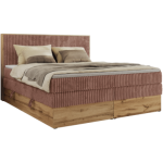 Łóżko kontynentalne WOOD CLASSIC KING 140x200 - H3 - różowy, sztruks