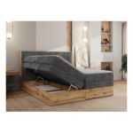 Łóżko kontynentalne WOOD CLASSIC KING 140x200 - H3 - szary, sztruks