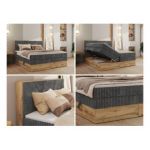 Łóżko kontynentalne WOOD CLASSIC KING 140x200 - H3 - szary, sztruks