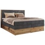Łóżko kontynentalne WOOD CLASSIC KING 140x200 - H3 - szary, sztruks