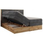 Łóżko kontynentalne WOOD CLASSIC KING 160x200 - H4 - szary, sztruks