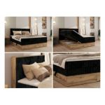 Łóżko kontynentalne WOOD CLASSIC KING 140x200 - H3 - czarny, sztruks
