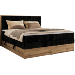 Łóżko kontynentalne WOOD CLASSIC KING 160x200 - H3 - czarny, sztruks