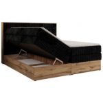 Łóżko kontynentalne WOOD CLASSIC KING 180x200 - H3 - czarny, sztruks