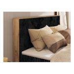 Łóżko kontynentalne WOOD CLASSIC KING 160x200 - H4 - czarny, sztruks