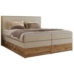 Łóżko kontynentalne WOOD CLASSIC KING 160x200 - H3 - kremowy, struktura