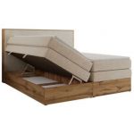 Łóżko kontynentalne WOOD CLASSIC KING 180x200 - H3 - kremowy, struktura