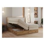 Łóżko kontynentalne WOOD CLASSIC KING 160x200 - H4 - kremowy, struktura