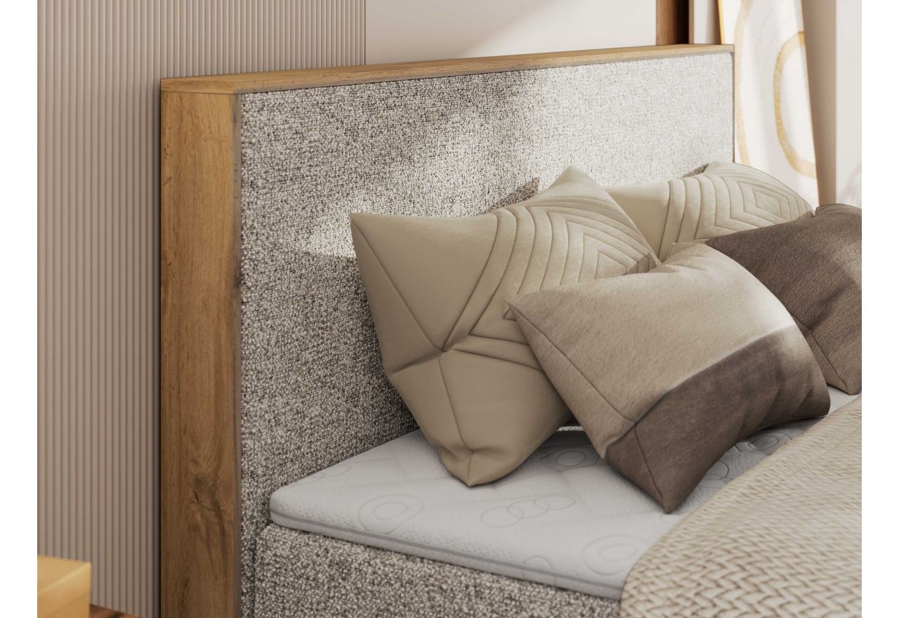 Łóżko kontynentalne WOOD CLASSIC KING 140x200 - H3 - beżowy, struktura