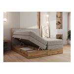 Łóżko kontynentalne WOOD CLASSIC KING 140x200 - H3 - beżowy, struktura