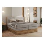 Łóżko kontynentalne WOOD CLASSIC KING 160x200 - H3 - beżowy, struktura