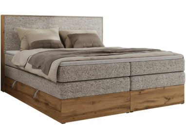 Łóżko kontynentalne WOOD CLASSIC KING 200x200 - H3 - beżowy, struktura